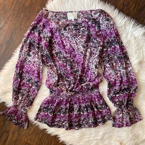 TH by Thrive silk cowl neck peplum top